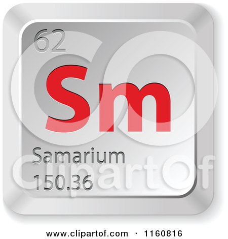Clipart of a 3d Red and Silver Samarium Chemical Element Keyboard Button - Royalty Free Vector Illustration by Andrei Marincas