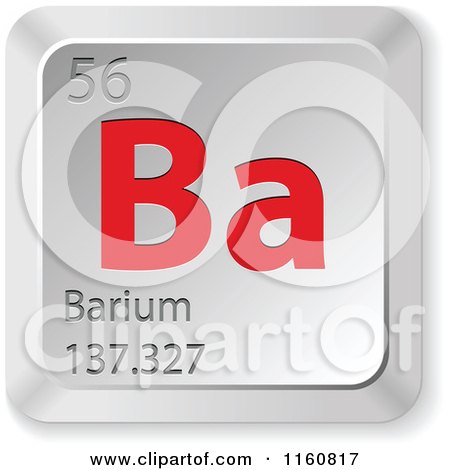 Clipart of a 3d Red and Silver Barium Chemical Element Keyboard Button - Royalty Free Vector Illustration by Andrei Marincas