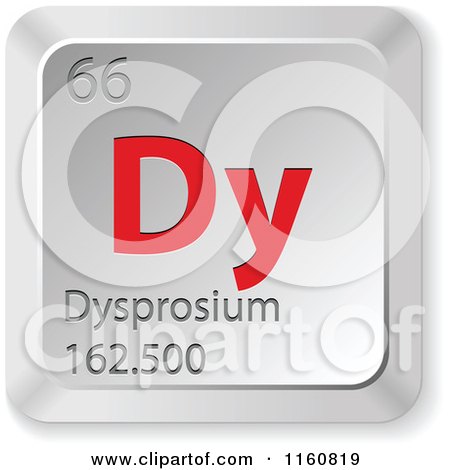 Clipart of a 3d Red and Silver Dysprosium Chemical Element Keyboard Button - Royalty Free Vector Illustration by Andrei Marincas