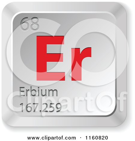 Clipart of a 3d Red and Silver Erbium Chemical Element Keyboard Button - Royalty Free Vector Illustration by Andrei Marincas