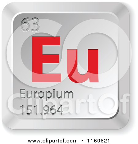 Clipart of a 3d Red and Silver Europium Chemical Element Keyboard Button - Royalty Free Vector Illustration by Andrei Marincas