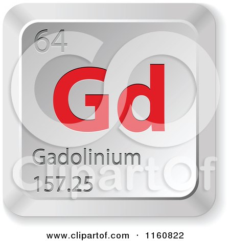 Clipart of a 3d Red and Silver Gadolinium Chemical Element Keyboard Button - Royalty Free Vector Illustration by Andrei Marincas