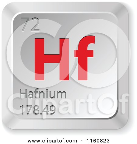 Clipart of a 3d Red and Silver Hafnium Chemical Element Keyboard Button - Royalty Free Vector Illustration by Andrei Marincas
