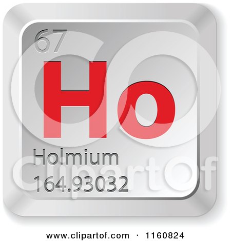 Clipart of a 3d Red and Silver Holmium Chemical Element Keyboard Button - Royalty Free Vector Illustration by Andrei Marincas