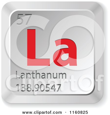 Clipart of a 3d Red and Silver Lanthanum Chemical Element Keyboard Button - Royalty Free Vector Illustration by Andrei Marincas