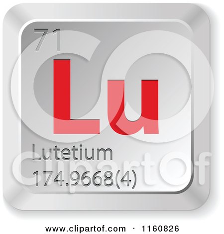 Clipart of a 3d Red and Silver Lutetium Chemical Element Keyboard Button - Royalty Free Vector Illustration by Andrei Marincas