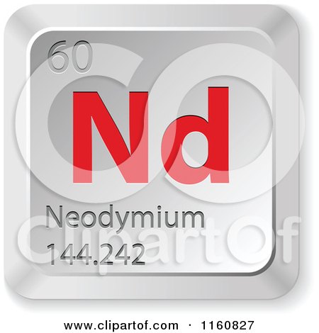 Clipart of a 3d Red and Silver Neodymium Chemical Element Keyboard Button - Royalty Free Vector Illustration by Andrei Marincas
