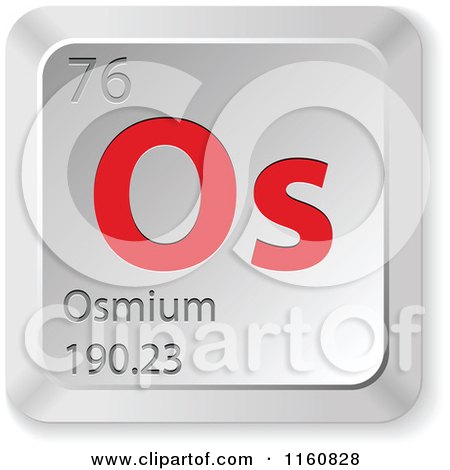 Clipart of a 3d Red and Silver Osmium Chemical Element Keyboard Button - Royalty Free Vector Illustration by Andrei Marincas