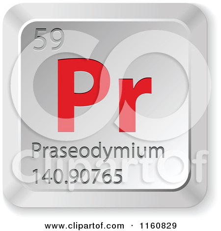Clipart of a 3d Red and Silver Praseodymium Chemical Element Keyboard Button - Royalty Free Vector Illustration by Andrei Marincas