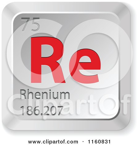 Clipart of a 3d Red and Silver Rhenium Chemical Element Keyboard Button - Royalty Free Vector Illustration by Andrei Marincas