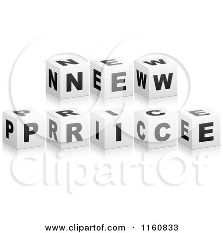 Clipart of a 3d Black and White NEW PRICE Cubes - Royalty Free Vector Illustration by Andrei Marincas