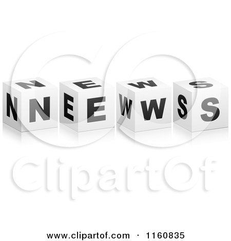 Clipart of a 3d Black and White NEWS Cubes - Royalty Free Vector Illustration by Andrei Marincas
