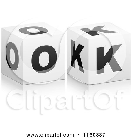 Clipart of a 3d Black and White OK Cubes - Royalty Free Vector Illustration by Andrei Marincas