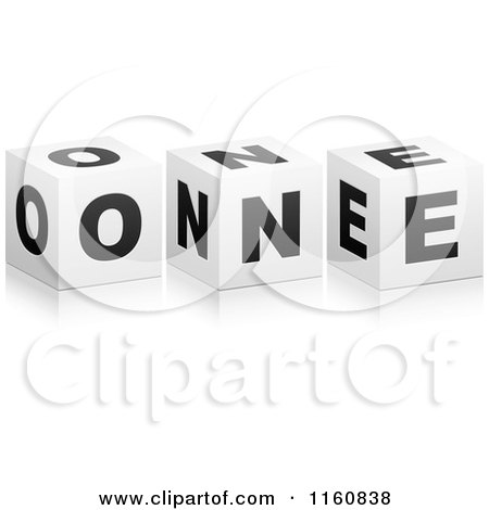 Clipart of a 3d Black and White ONE Cubes - Royalty Free Vector Illustration by Andrei Marincas