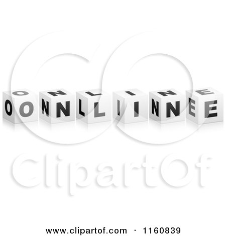 Clipart of a 3d Black and White ONLINE Cubes - Royalty Free Vector Illustration by Andrei Marincas