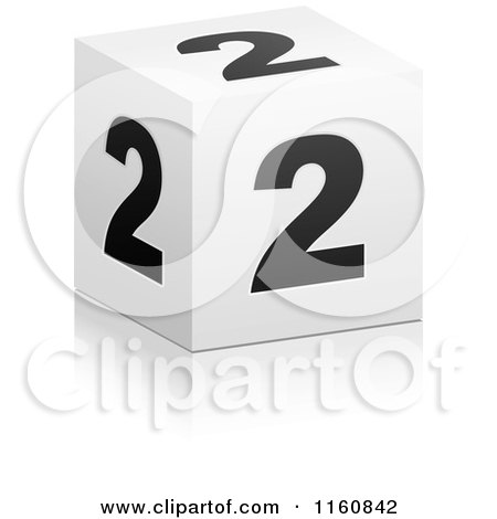 Clipart of a 3d Black and White Number 2 Cube - Royalty Free Vector Illustration by Andrei Marincas