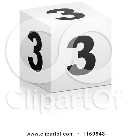 Clipart of a 3d Black and White Number 3 Cube - Royalty Free Vector Illustration by Andrei Marincas