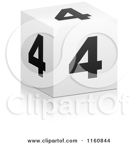 Clipart of a 3d Black and White Number 4 Cube - Royalty Free Vector Illustration by Andrei Marincas