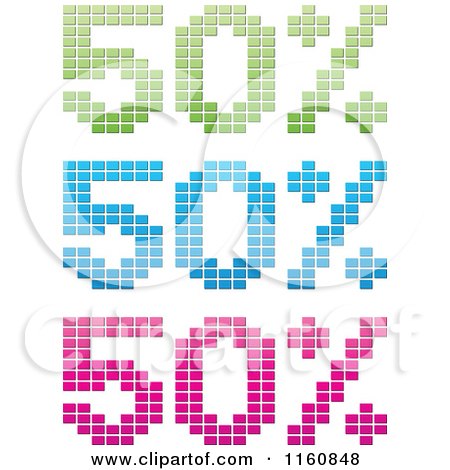 Clipart of Green Blue and Pink Mosaic Fifty Percent Sales Designs - Royalty Free Vector Illustration by Andrei Marincas