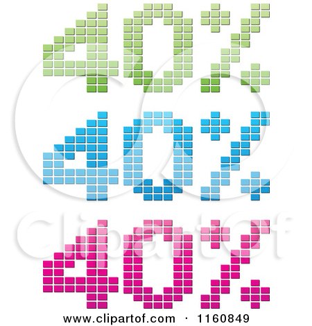 Clipart of Green Blue and Pink Mosaic Forty Percent Sales Designs - Royalty Free Vector Illustration by Andrei Marincas