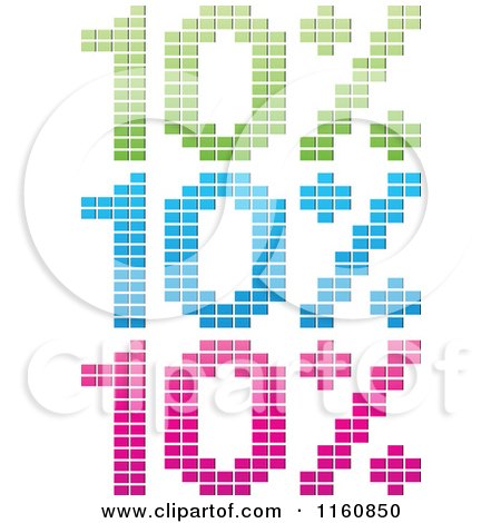 Clipart of Green Blue and Pink Mosaic Ten Percent Sales Designs - Royalty Free Vector Illustration by Andrei Marincas