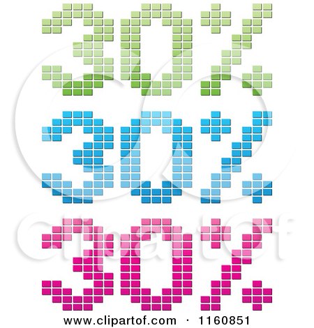 Clipart of Green Blue and Pink Mosaic Thirty Percent Sales Designs - Royalty Free Vector Illustration by Andrei Marincas
