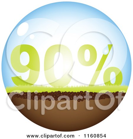 Clipart of a Ninety Percent Inside a Globe with Air Dirt and Grass - Royalty Free Vector Illustration by Andrei Marincas