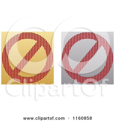 Clipart of Gold and Silver Restricted Icons - Royalty Free Vector Illustration by Andrei Marincas