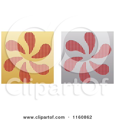 Clipart of Gold and Silver Fan Icons - Royalty Free Vector Illustration by Andrei Marincas