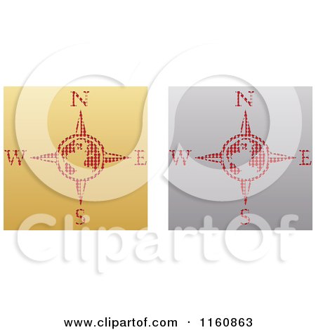 Clipart of Gold and Silver Compass Icons - Royalty Free Vector Illustration by Andrei Marincas