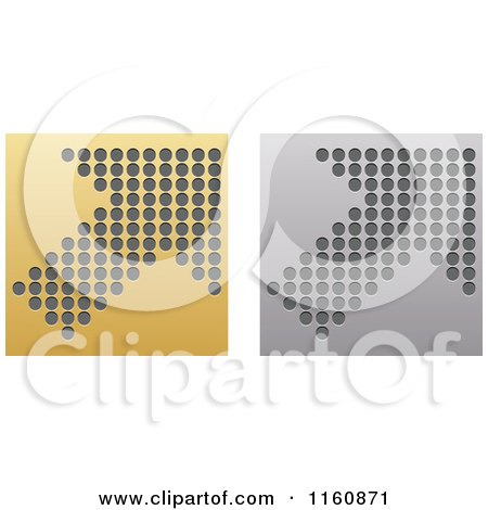 Clipart of Gold and Silver Arrow Icons - Royalty Free Vector Illustration by Andrei Marincas