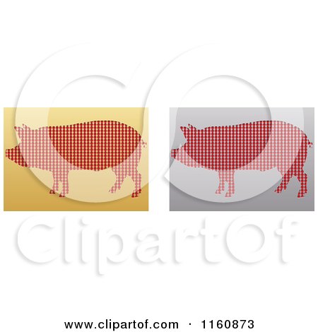 Clipart of Gold and Silver Pig Icons - Royalty Free Vector Illustration by Andrei Marincas