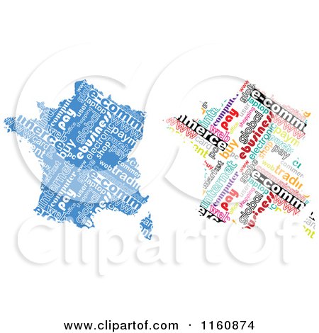 Clipart of E-commerce Word Collage France Maps - Royalty Free Vector Illustration by Andrei Marincas