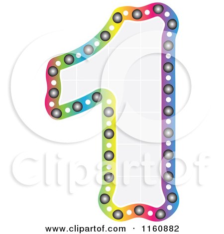 Clipart of a Colorful Number One with a Grid Fill - Royalty Free Vector Illustration by Andrei Marincas