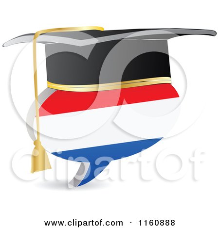 Clipart of a 3d Graduation Netherlands Flag Chat Balloon - Royalty Free Vector Illustration by Andrei Marincas
