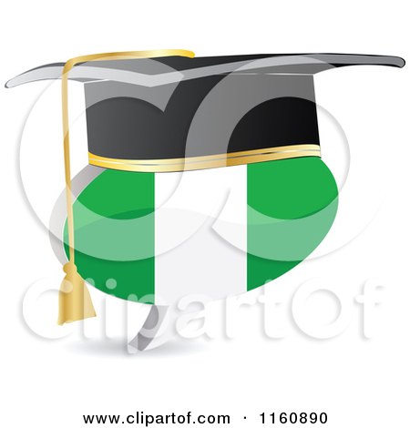 Clipart of a 3d Graduation Nigeria Flag Chat Balloon - Royalty Free Vector Illustration by Andrei Marincas