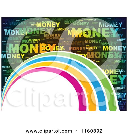 Clipart of a Money Word Collage Background with Arches and Copyspace - Royalty Free Vector Illustration by Andrei Marincas