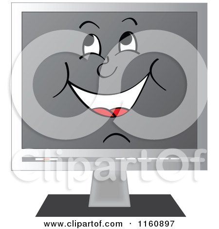 Clipart of a Happy Computer Screen Smiling - Royalty Free Vector Illustration by Andrei Marincas