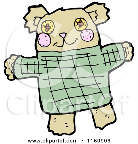 Cartoon of a Brown Teddy Bear in a Sweater - Royalty Free Vector Illustration by lineartestpilot