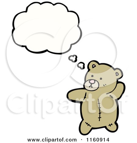 Cartoon of a Thinking Brown Teddy Bear - Royalty Free Vector Illustration by lineartestpilot