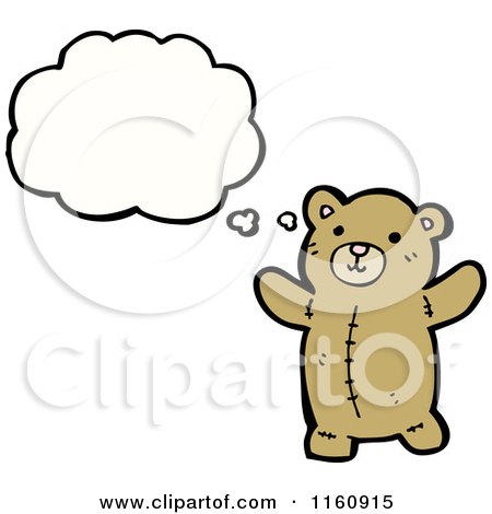 Cartoon of a Thinking Brown Teddy Bear - Royalty Free Vector Illustration by lineartestpilot