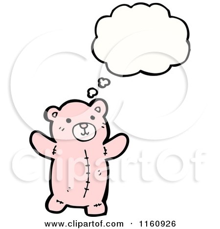 Cartoon of a Thinking Pink Teddy Bear - Royalty Free Vector Illustration by lineartestpilot