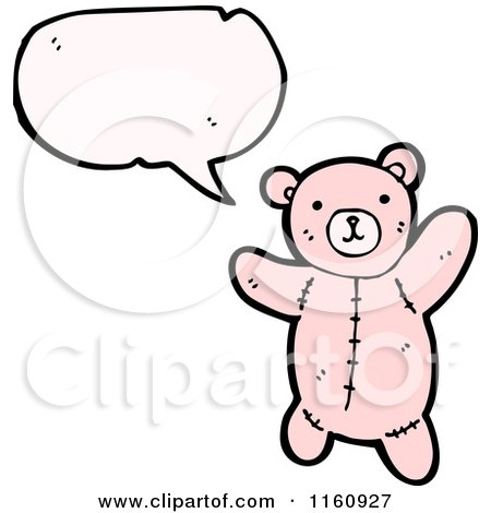 Cartoon of a Talking Pink Teddy Bear - Royalty Free Vector Illustration by lineartestpilot