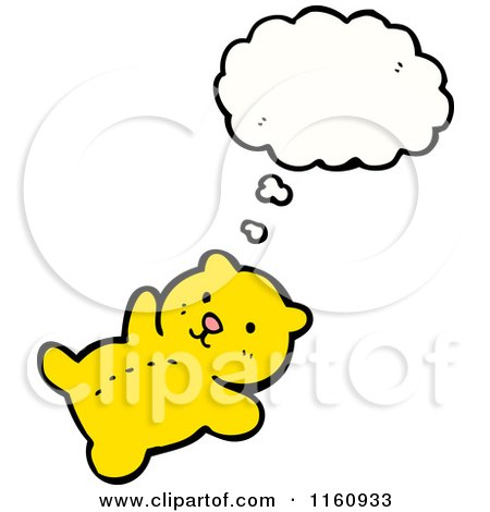 Cartoon of a Thinking Yellow Teddy Bear - Royalty Free Vector Illustration by lineartestpilot