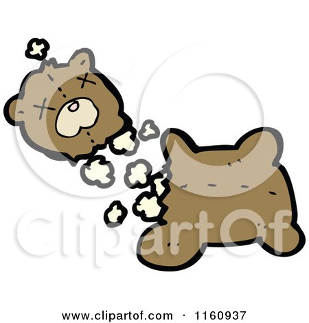 Cartoon of a Ripped Teddy Bear and Stuffing - Royalty Free Vector Illustration by lineartestpilot