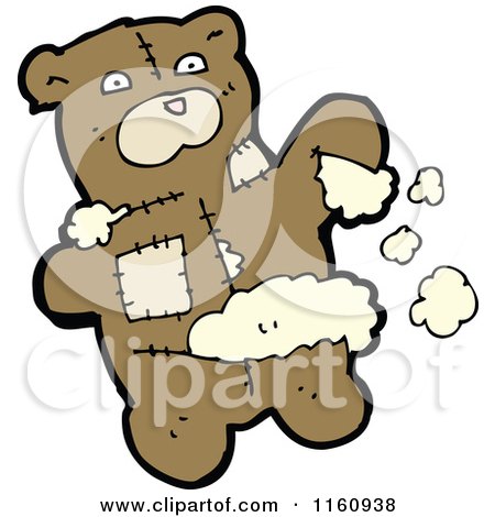 Cartoon of a Ripped Teddy Bear and Stuffing - Royalty Free Vector Illustration by lineartestpilot