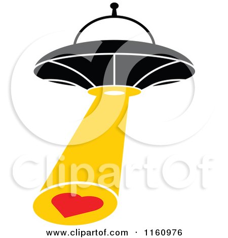 Cartoon of a Ufo and Love Abduction - Royalty Free Vector Clipart by Zooco