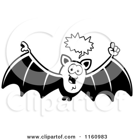 Cartoon of a Black And White Talking Vampire Bat - Royalty Free Vector Clipart by Cory Thoman