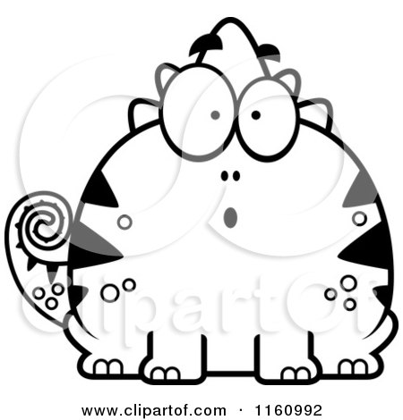 Cartoon of a Black And White Surprised Chameleon Lizard Mascot - Royalty Free Vector Clipart by Cory Thoman