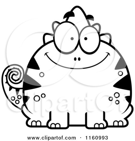 Cartoon of a Black And White Happy Chameleon Lizard Mascot - Royalty Free Vector Clipart by Cory Thoman